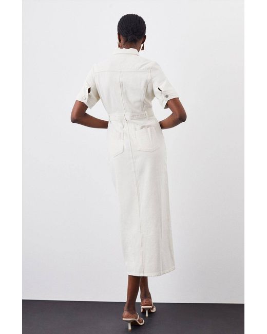 Karen Millen Gray Forever Denim Maxi Shirt Dress