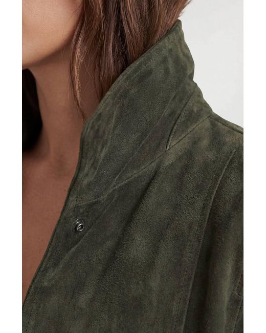 Karen Millen Green Suede High Collar Pocket Jacket