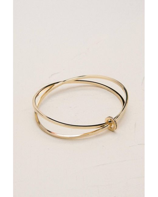 Karen Millen Natural 14Kt Plated Oval Pavé Chain Bangle