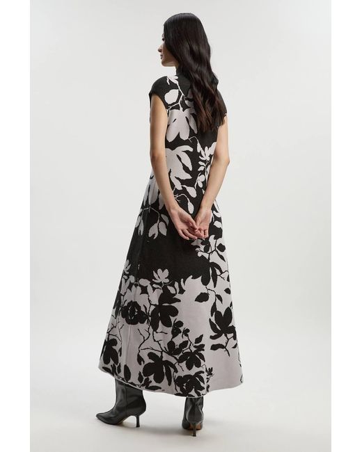 Karen Millen White Jacquard Floral Knitted Maxi Dress