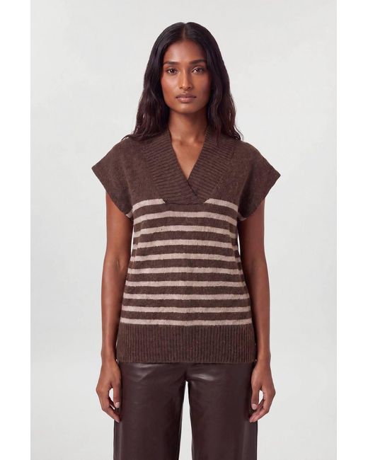 Karen Millen Brown Wool Blend Cosy Knit V Neck Top