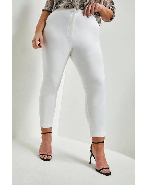 Karen Millen White Plus Size Essential Techno Woven Trouser