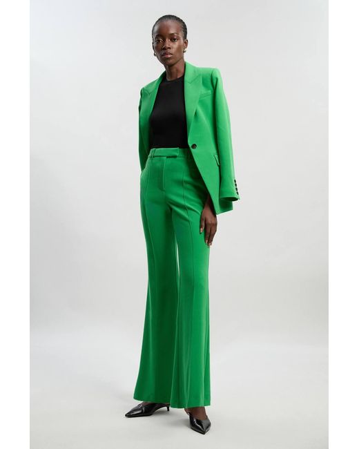 Karen Millen Green Compact Stretch Bootcut Tailored Trouser