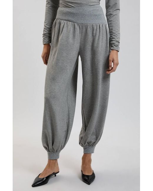 Karen Millen Gray Wide Balloon Viscose Jersey Joggers Trouser