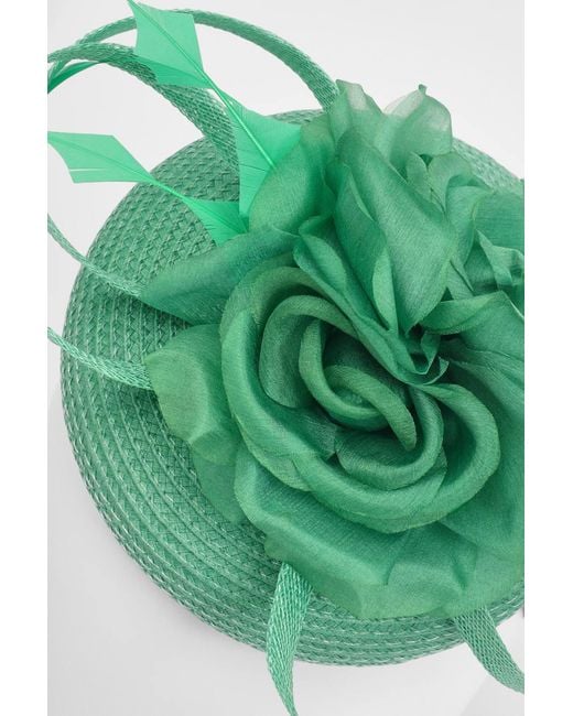 Karen Millen Green Flower Trim Pillbox Fascinator