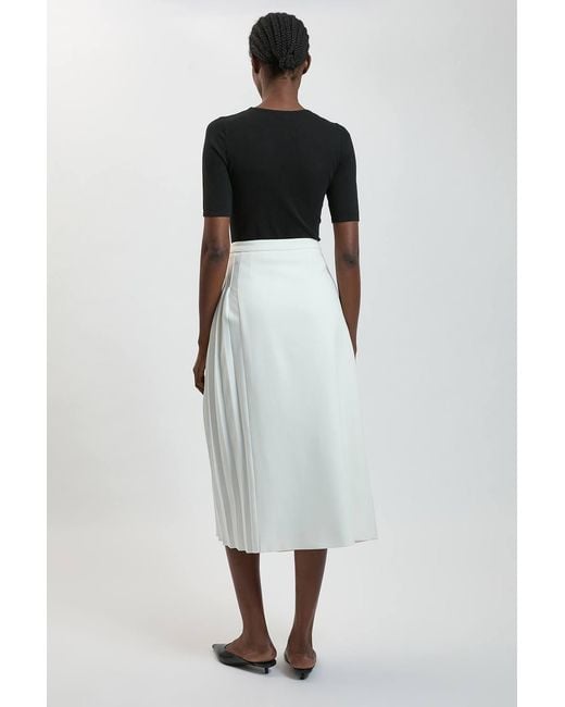 Karen Millen Black Compact Stretch Pleated Midi Kilt Skirt
