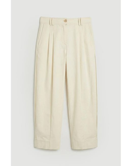 Karen Millen Natural Cotton Utility Button Detail Barrel Leg Trouser