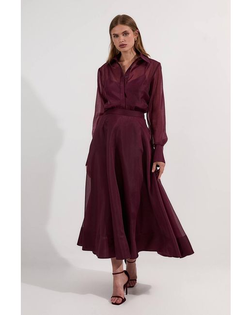 Karen Millen Purple Organdie Woven Prom Skirt