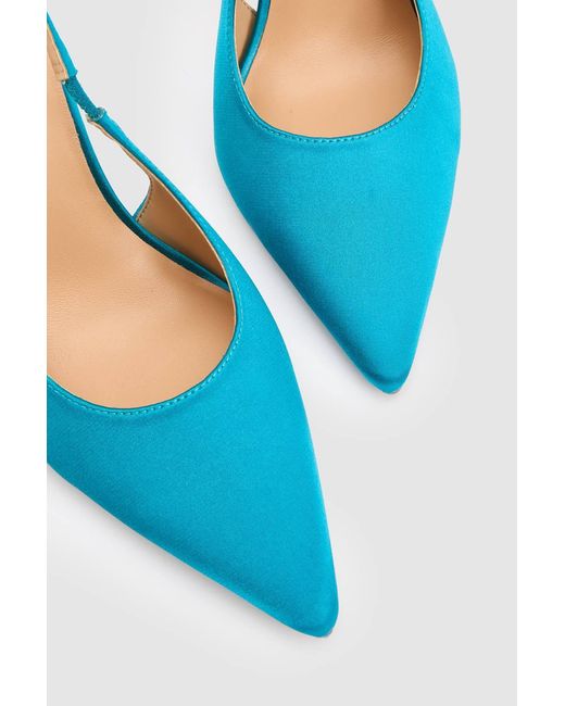 Karen Millen Blue Satin Slingback Heeled Shoe
