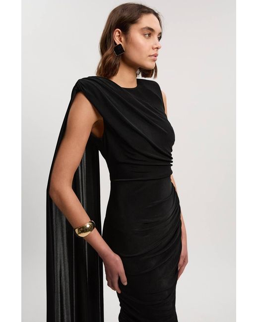 Karen Millen Black Premium Slinky Crepe Scarf Detail Maxi Dress