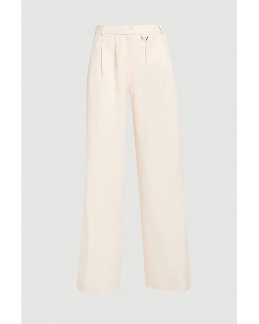 Karen Millen Natural Tencel Blend Tailored Wide Leg Trouser