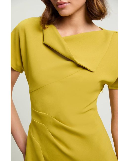 Karen Millen Yellow Petite Print Twill Angel Sleeve Woven Maxi Dress