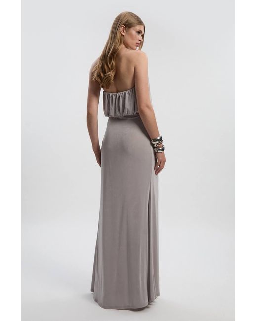 Karen Millen Multicolor Drapey Crepe Bandeau Split Maxi Dress