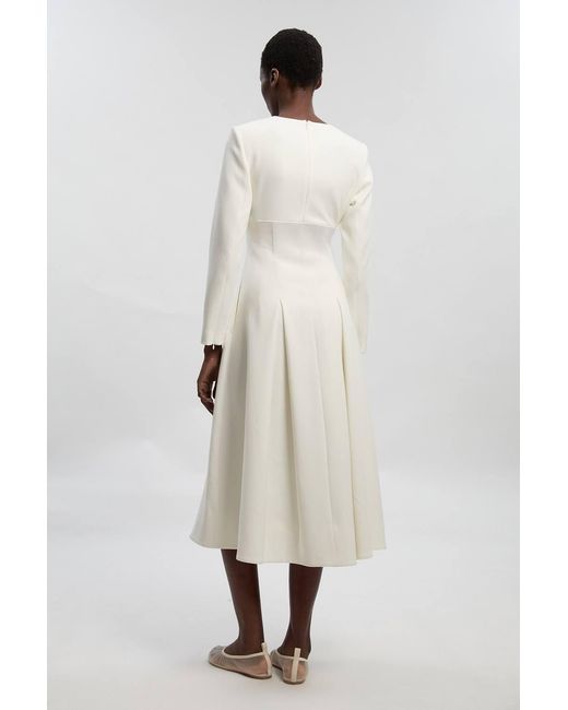 Karen Millen Natural Compact Stretch Sweetheart Neckline Midi Dress
