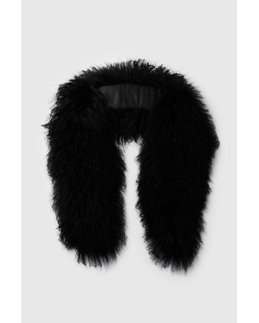 Karen Millen Black Mongolian Wool Scarf