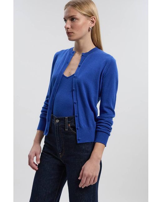 Karen Millen Blue Wool Blend Cardigan Sweater