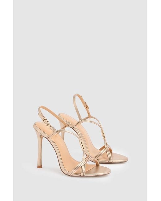 Karen Millen Pink Leather Strappy Heeled Sandal