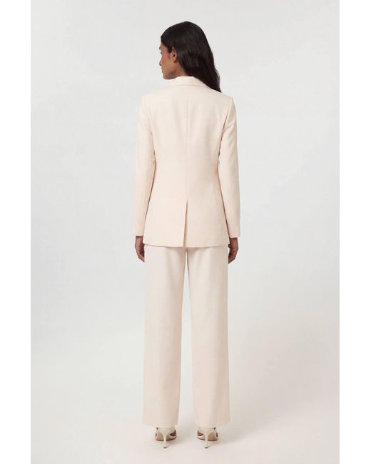 Karen Millen Natural Tencel Blend Tailored Wide Leg Trouser