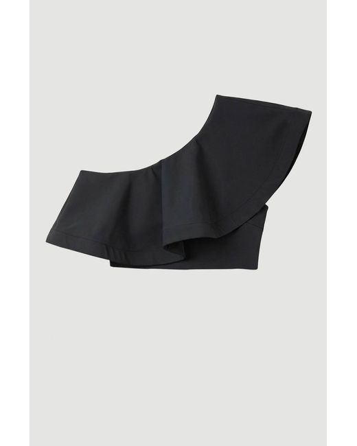Karen Millen Black Drama Ruffle One Shoulder Bikini Top