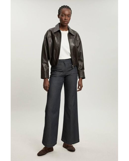 Karen Millen Blue Petite Tailored Denim Straight Leg Trouser