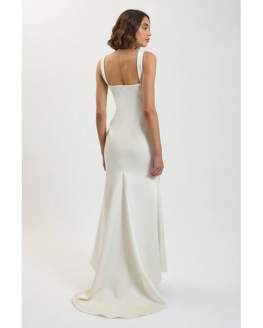 Karen Millen White Tailored Satin Clean Maxi Dress