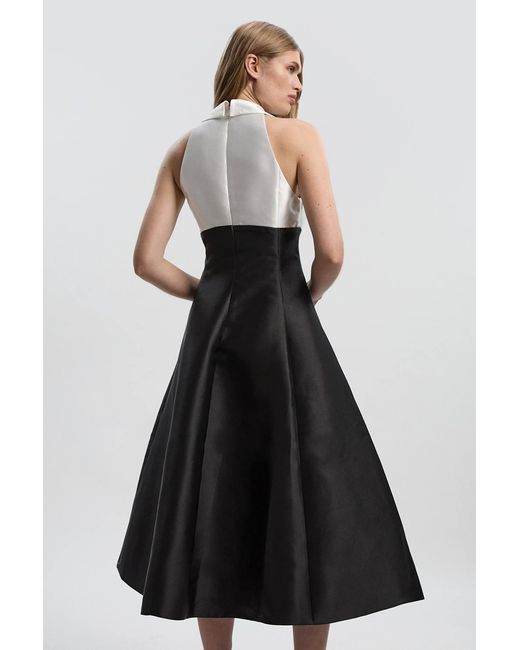 Karen Millen Black Twill Contrast Tux Tailored Dress
