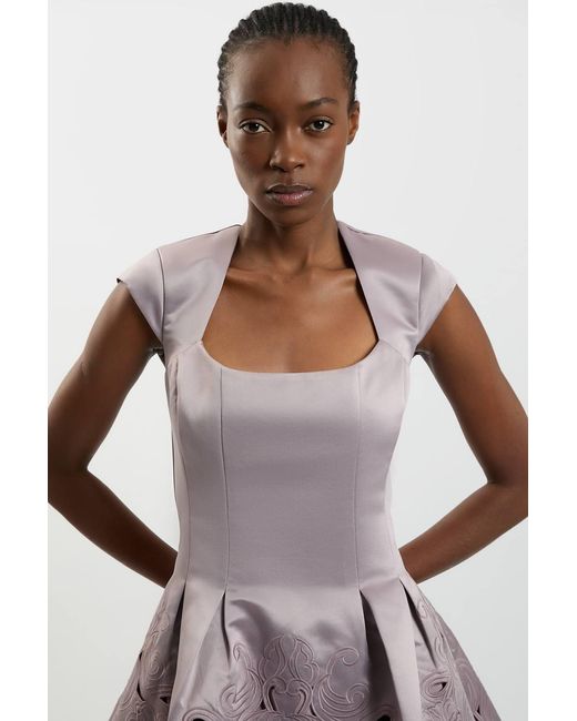 Karen Millen Multicolor Tailored Satin Cutwork Mini Dress