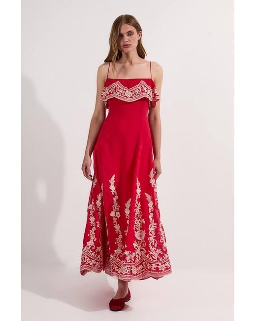Karen Millen Embroidered Applique Strappy Midi Dress