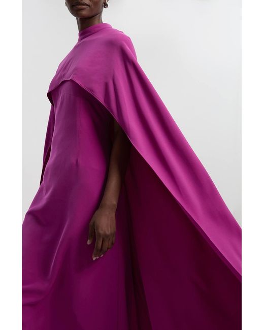 Karen Millen Purple Tailored Cape Detail Maxi Dress