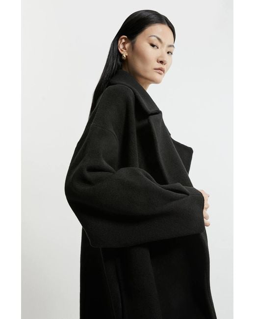 Karen Millen Black Compact Wool Blend Oversized Knit Coatigan