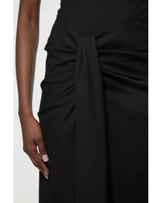 Karen Millen Black Tailored Asymmetric Neck Strappy Detail Dress