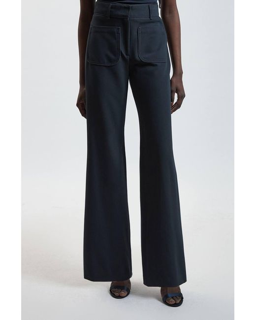 Karen Millen Blue Tailored Stretch Straight Leg Pocket Trouser