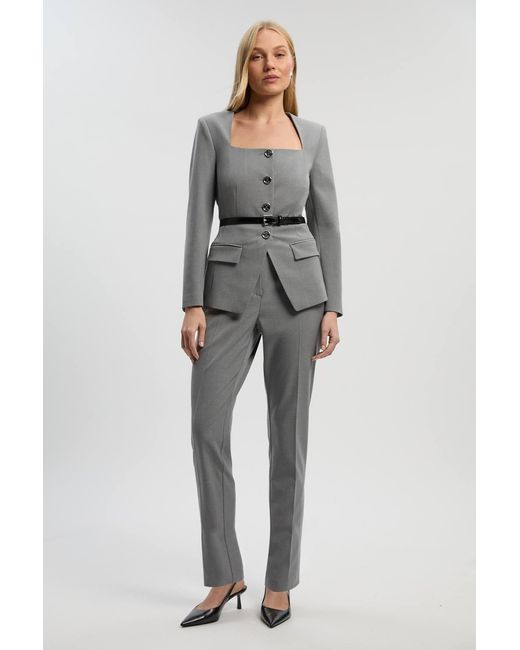 Karen Millen Gray Tailored Marl Slim Leg Trouser