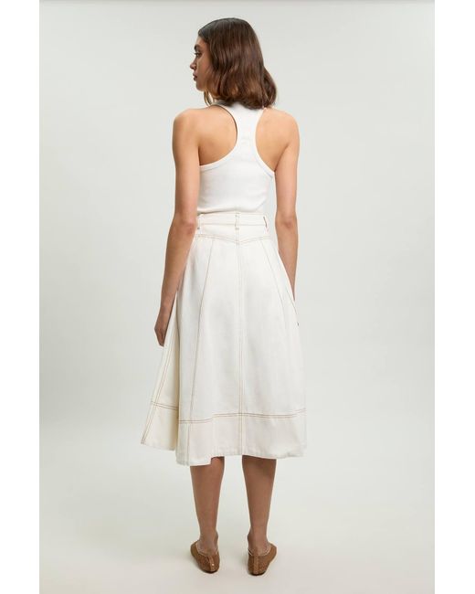 Karen Millen White Denim Full Midi Skirt