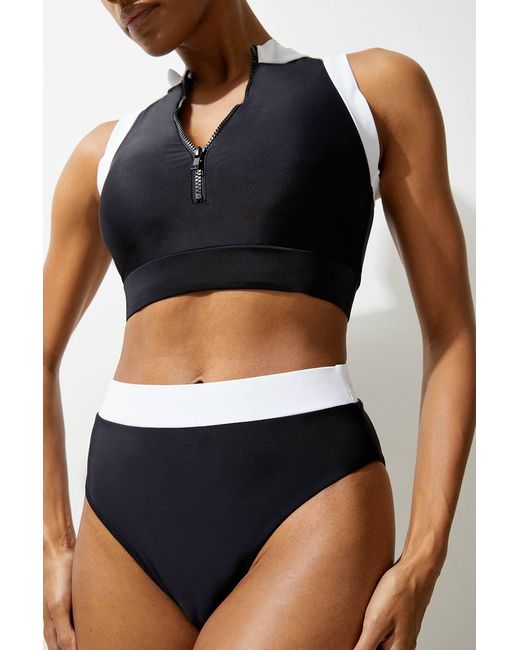 Karen Millen Blue High Waist High Cut Bikini Bottoms
