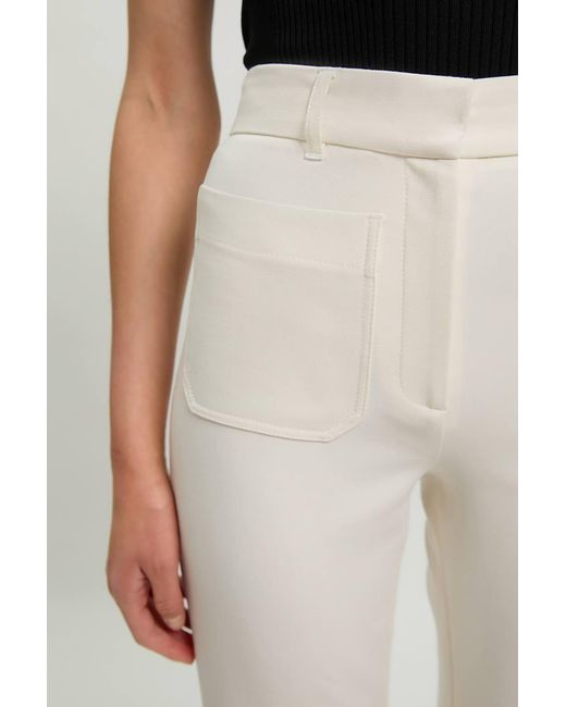 Karen Millen White Petite Compact Stretch Pocket Straight Leg Trousers