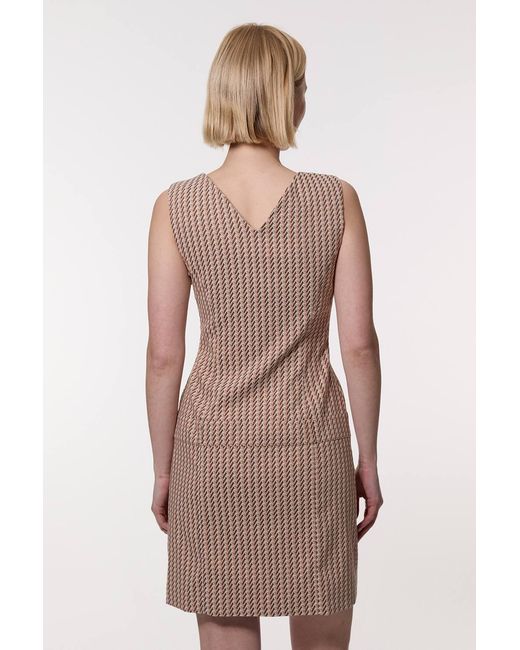 Karen Millen Natural Jacquard Tailored Sleeveless Mini Dress
