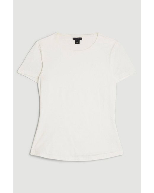 Karen Millen White Stretch Cotton T-Shirt