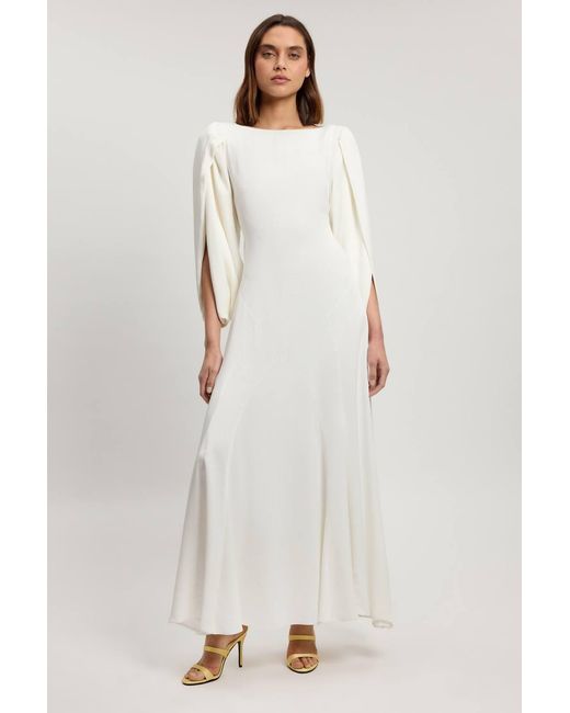 Karen Millen White Petite Satin Soft Midi Dress
