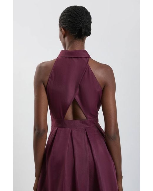 Karen Millen Purple Organza Collared Maxi Dress
