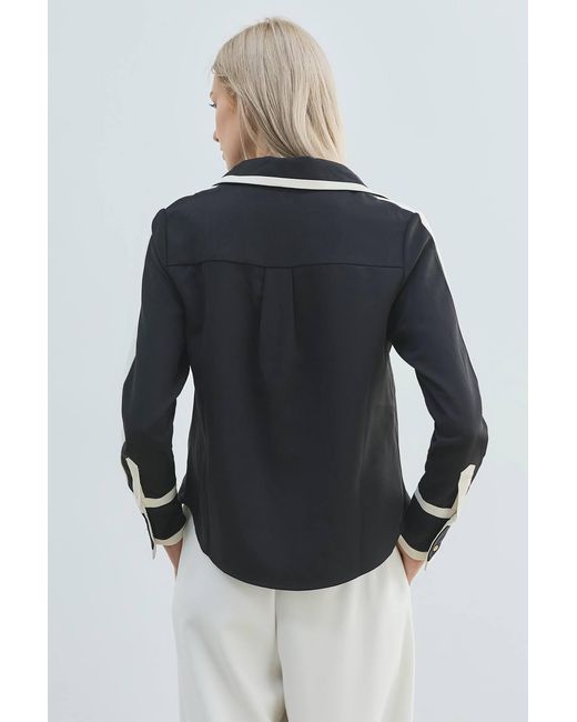 Karen Millen Black Forever Colour Block Twill Woven Shirt