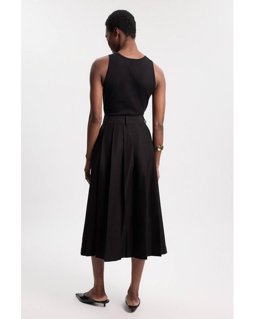 Karen Millen Black Utility Button Detail Midi Skirt