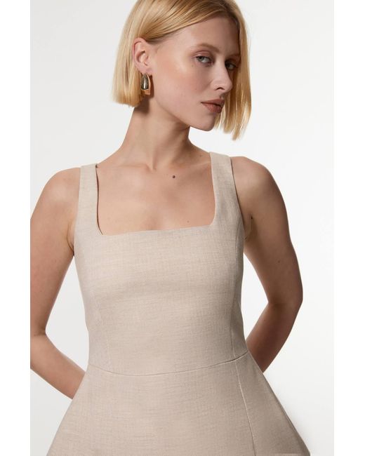 Karen Millen Natural Herringbone Wide Leg Tailored Jumpsuit