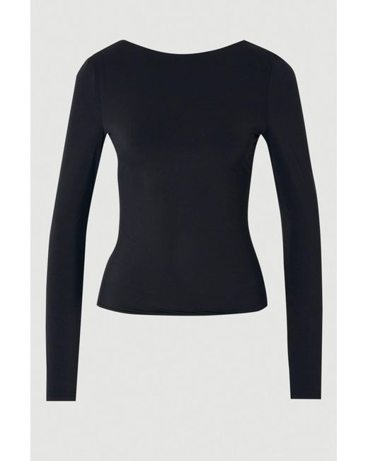 Karen Millen Black Plus Size Contour Jersey Scoop Back Long Sleeve T-Shirt