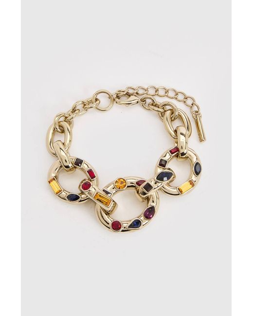 Karen Millen Red Crystal Chain Statement Bracelet