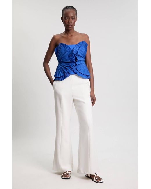 Karen Millen Blue Sleeveless Ruffle Top
