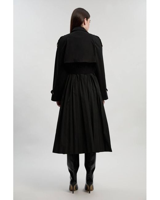 Karen Millen Black Pleated Back Trench Coat