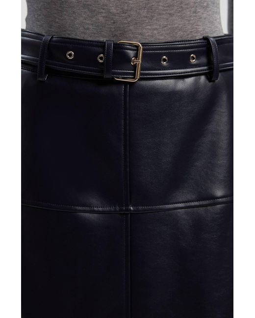 Karen Millen White Faux Leather Belted Full Skirt