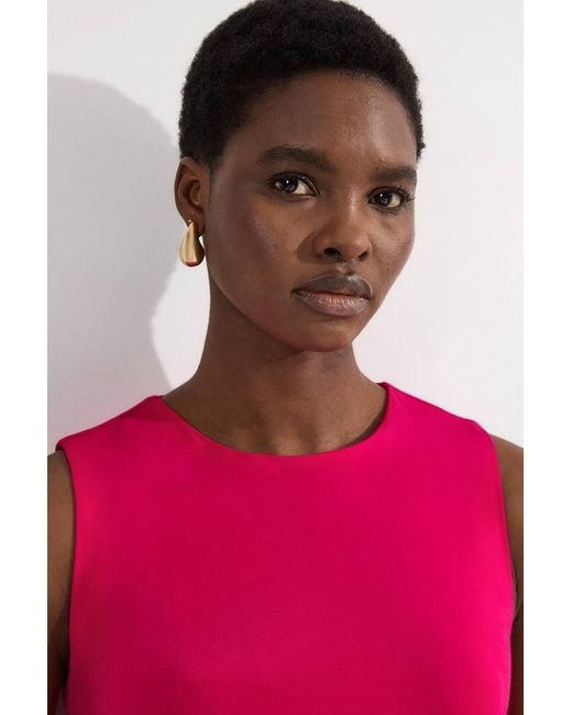 Karen Millen Pink Premium Stretch Crepe Jersey Maxi Dress