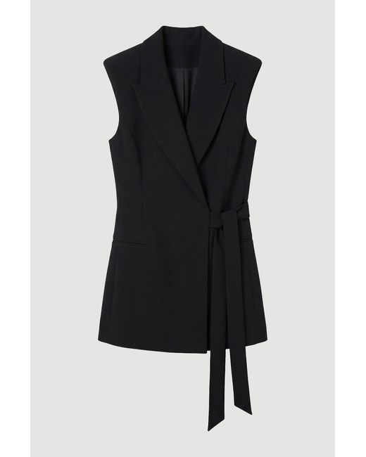 Karen Millen Blue Soft Tailored Wrap Detail Sleeveless Blazer
